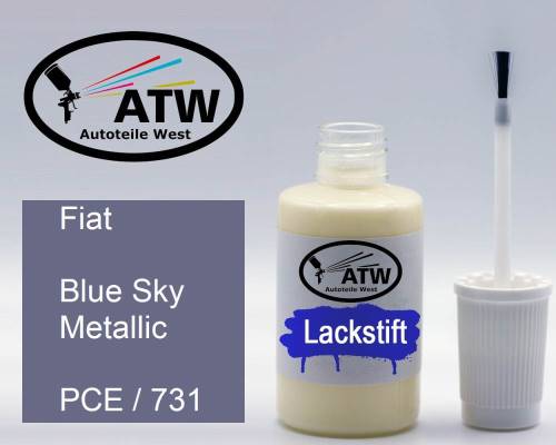 Fiat, Blue Sky Metallic, PCE / 731: 20ml Lackstift, von ATW Autoteile West.